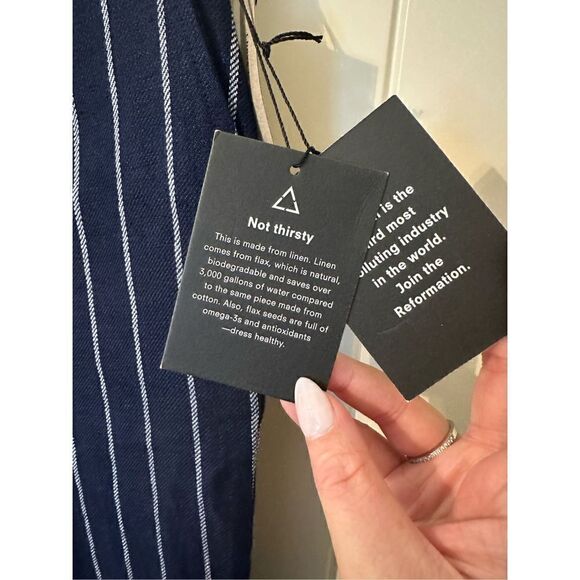 Reformation Navy Striped Ankle Pants - Picture 3 of 10